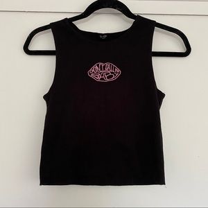 black embroidered tank